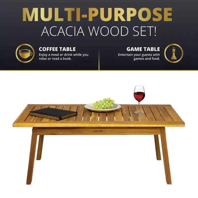 Kinger Home Cheryl Salon de jardin 4 pièces en bois d'acacia Meubles de patio élégants avec coussins imperméables