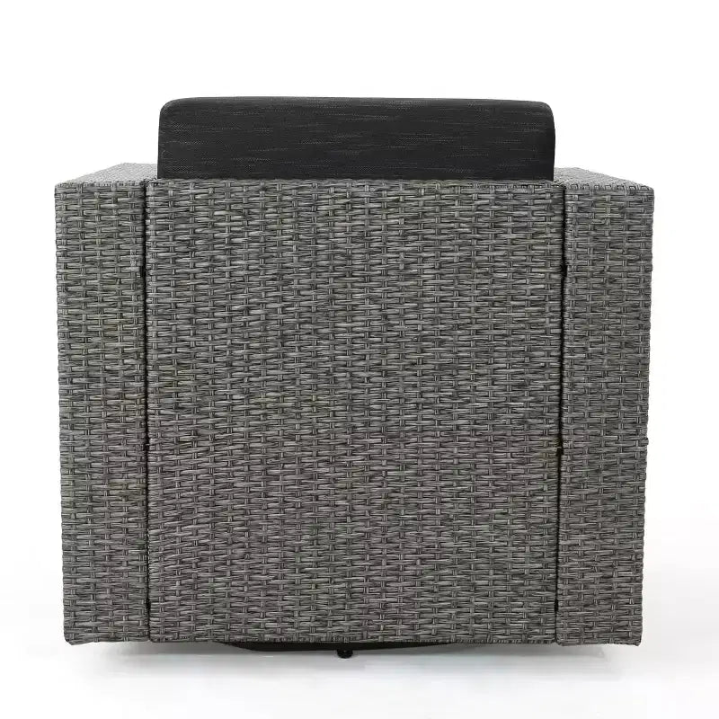 Christopher Knight Home Eli Ensemble de 5 pièces comprenant un fauteuil club pivotant et un foyer extérieur en osier avec coussins