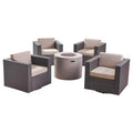 Christopher Knight Home Eli Ensemble de 5 pièces comprenant un fauteuil club pivotant et un foyer extérieur en osier avec coussins