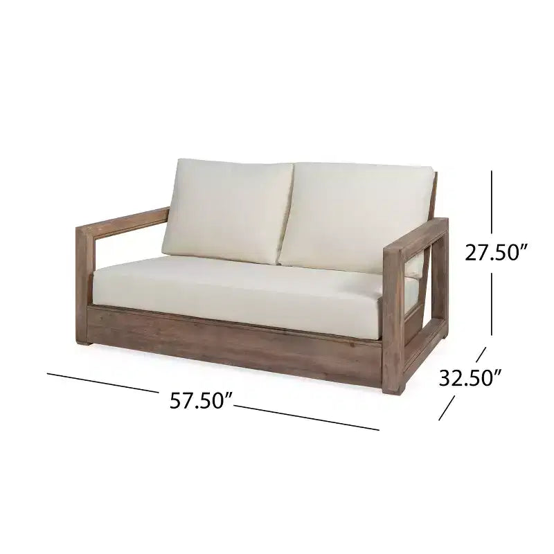 Christopher Knight Home Andrae Salon de jardin 4 places en bois d'acacia avec coussins, marron et beige