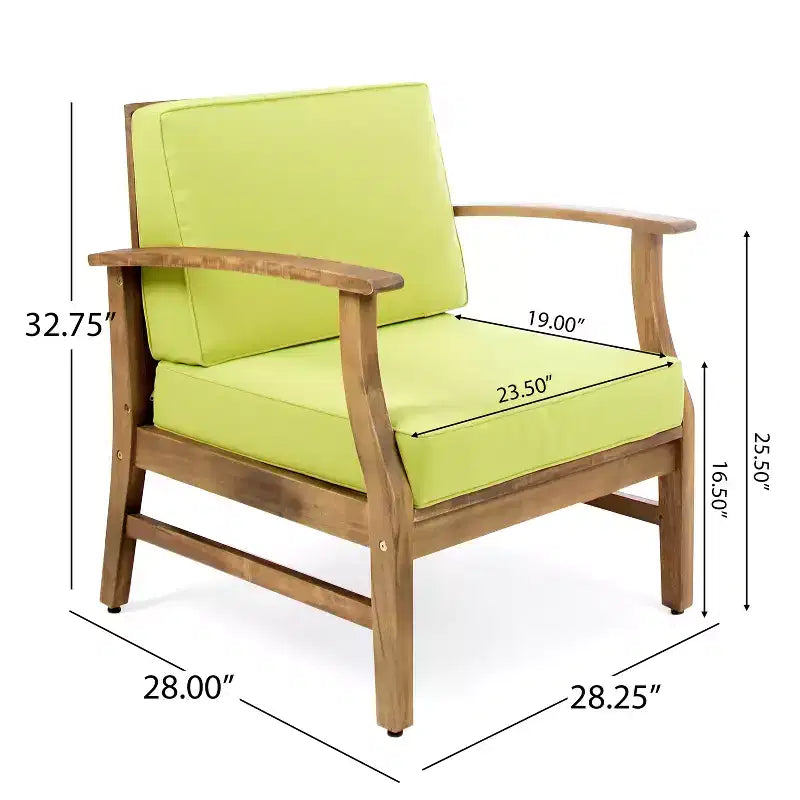 Christopher Knight Home Havana Ensemble de 5 fauteuils de jardin et foyer en bois d'acacia avec coussins