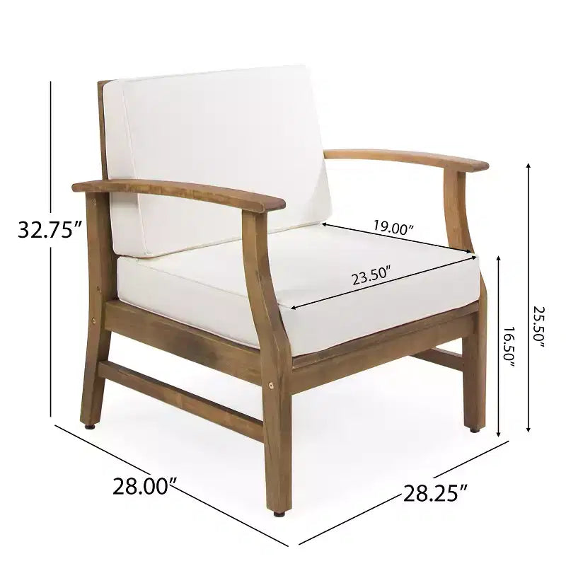 GDFStudio Ensemble de 5 pièces de chaises de club et foyer de Pâques en bois d'acacia avec coussins