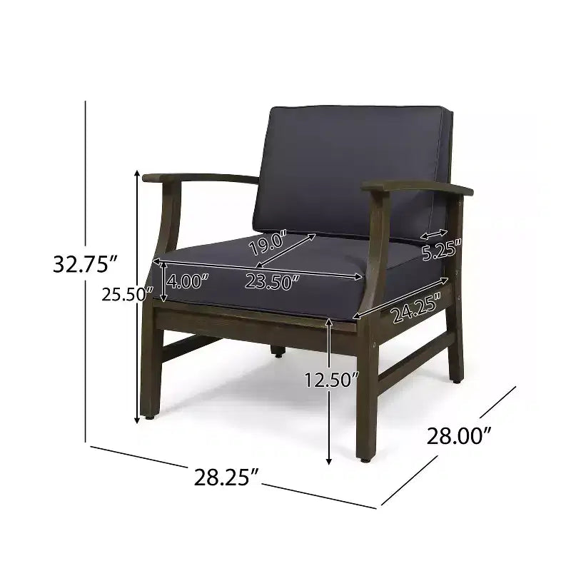 GDFStudio Ensemble de 5 pièces de chaises de club et foyer de Pâques en bois d'acacia avec coussins