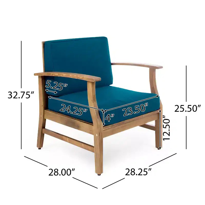 GDFStudio Ensemble de 5 pièces de chaises de club et foyer de Pâques en bois d'acacia avec coussins