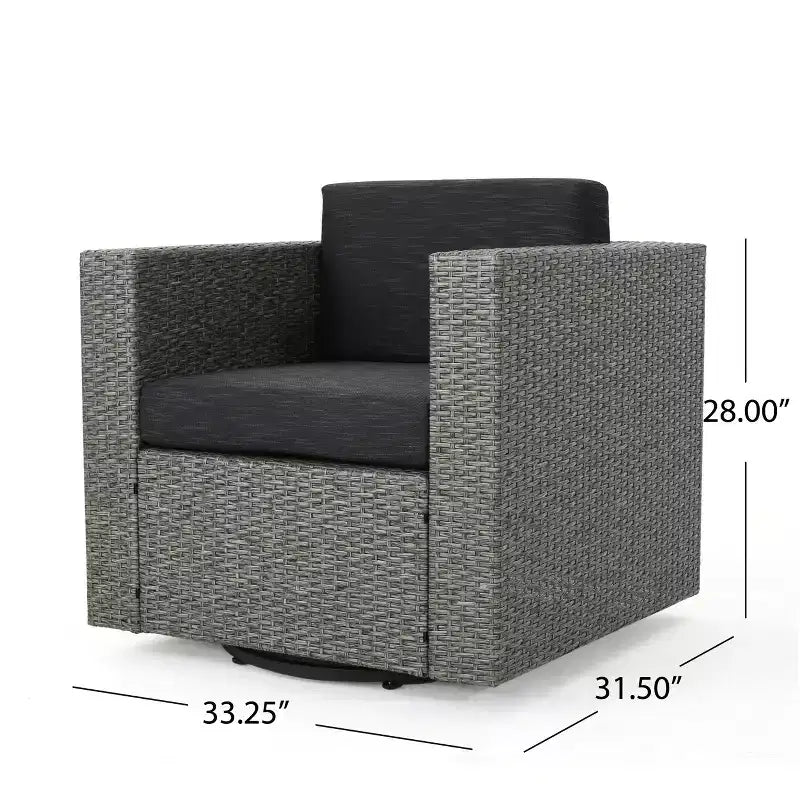 GDFStudio Venise Ensemble d'extérieur 5 pièces avec fauteuil pivotant en osier et foyer avec coussins