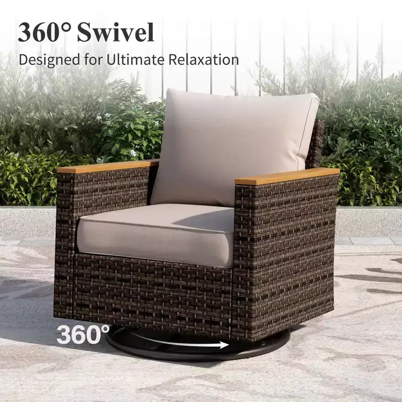 Captiva Designs Salon de jardin demi-lune en rotin et osier 10 pièces avec pouf rembourré