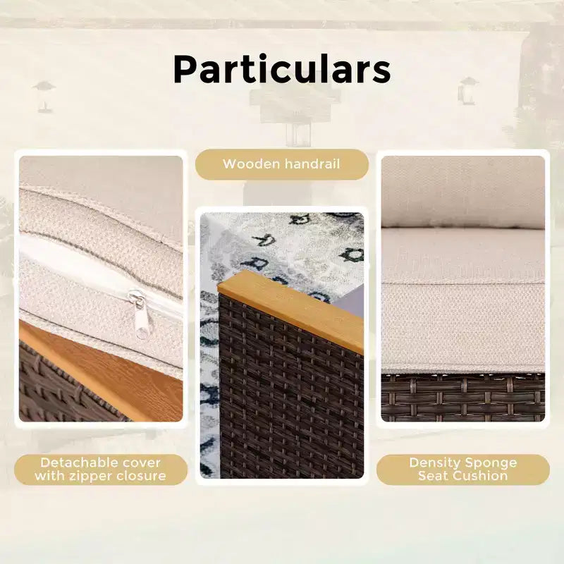 Captiva Designs Salon de jardin demi-lune en rotin et osier 10 pièces avec pouf rembourré