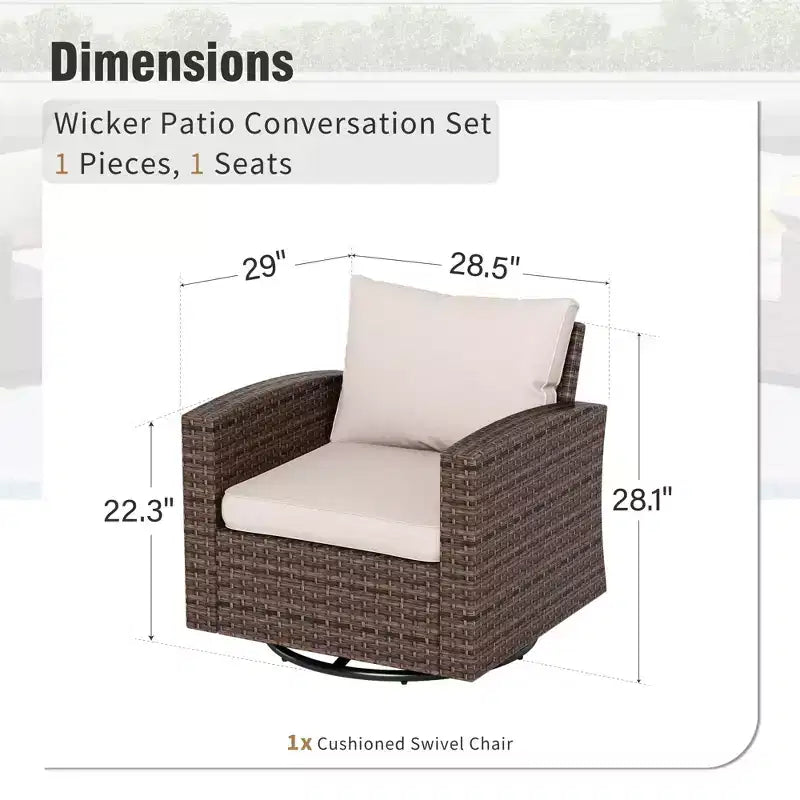 Captiva Designs, ensemble de conversation d'extérieur 7 pièces en osier pour patio, avec 4 canapés individuels rembourrés, pour jardin, piscine, ou arrière-cour