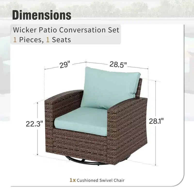 Captiva Designs, ensemble de conversation d'extérieur 7 pièces en osier pour patio, avec 4 canapés individuels rembourrés, pour jardin, piscine, ou arrière-cour