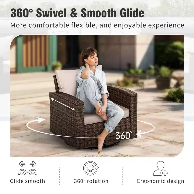 Captiva Designs, ensemble de conversation d'extérieur 7 pièces en osier pour patio, avec 4 canapés individuels rembourrés, pour jardin, piscine, ou arrière-cour