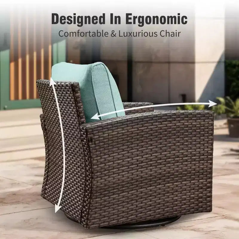 Captiva Designs, ensemble de conversation d'extérieur 7 pièces en osier pour patio, avec 4 canapés individuels rembourrés, pour jardin, piscine, ou arrière-cour