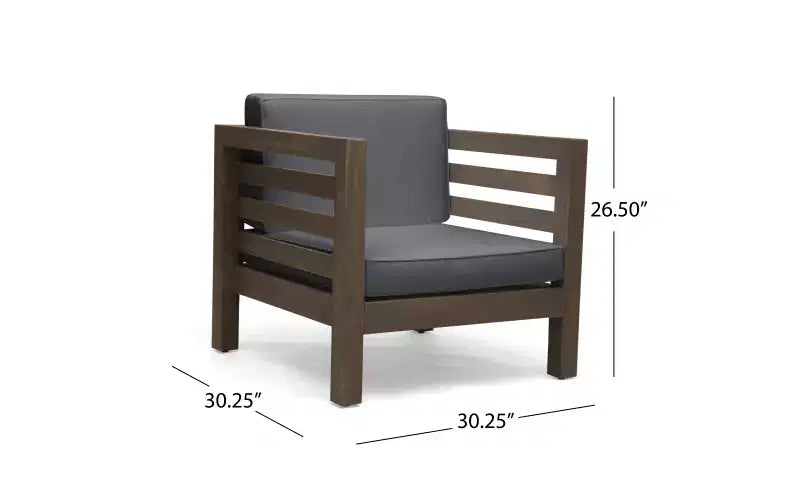 Christopher Knight Home Kaena Ensemble de conversation d'extérieur 5 places en bois d'acacia et fauteuil club avec coussins