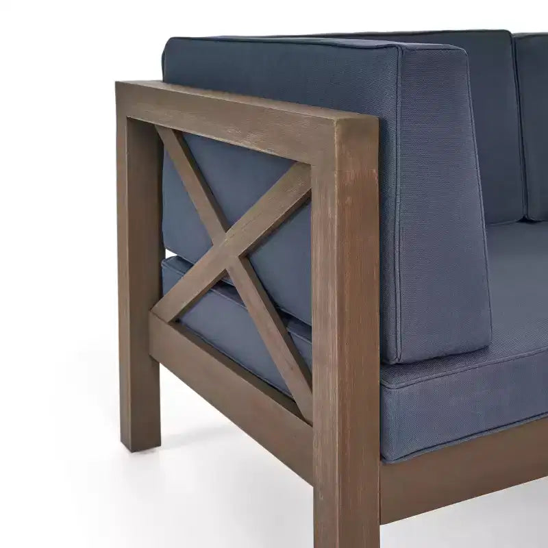 Christopher Knight Home Kaena Ensemble de conversation d'extérieur 5 places en bois d'acacia et fauteuil club avec coussins