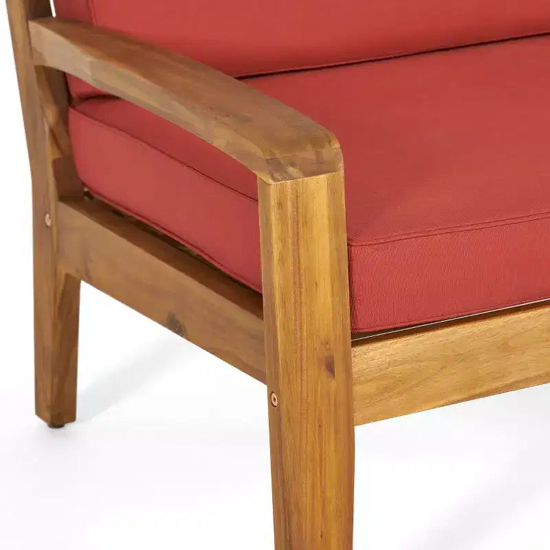 Christopher Knight Home Parma Ensemble de 5 places rembourrées avec table basse en bois d'acacia à lattes pour terrasse