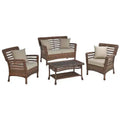 Jiallo Modern Concept Faux Sea Grass Resin Rattan Conversation set (Set of 4)