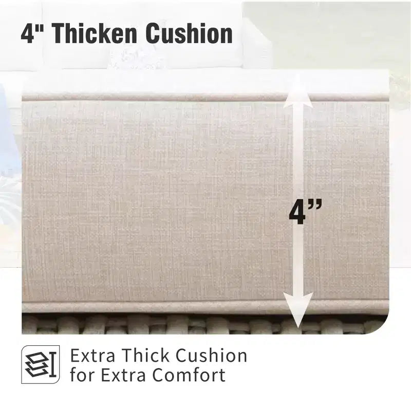 Captiva Designs Ensemble de conversation 5 pièces en rotin tressé avec coussins pour patio extérieur, comprenant des fauteuils, des ottomans et une table en bois massif