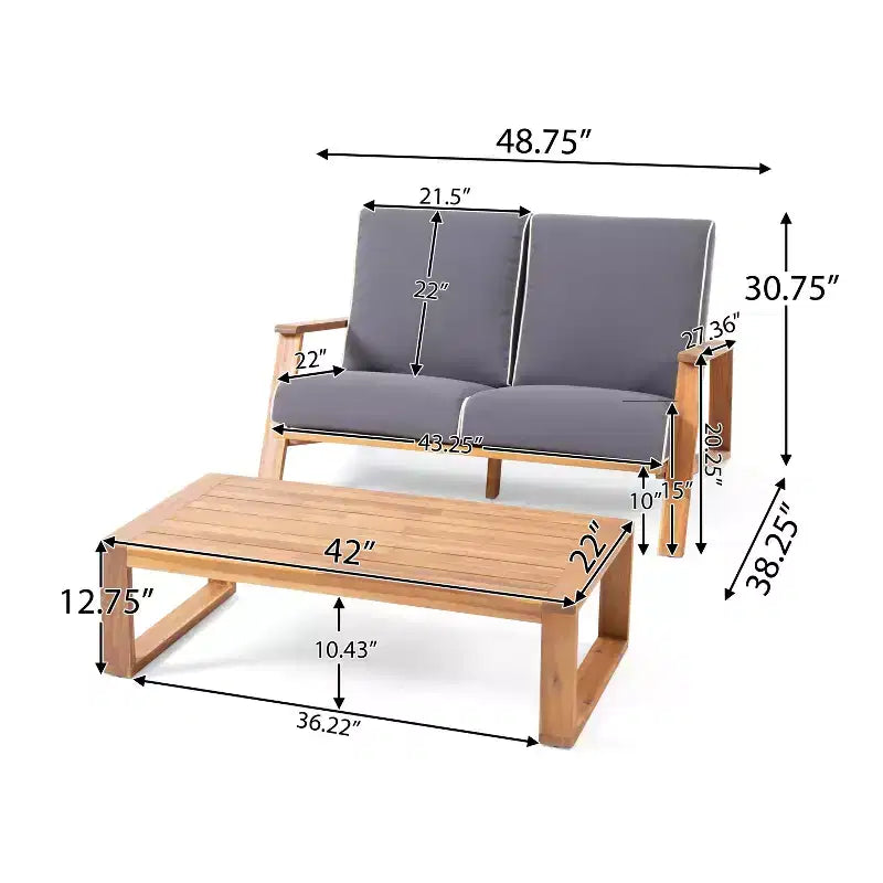 Christopher Knight Home Paloma Ensemble de conversation d'extérieur 4 places en bois d'acacia avec coussins