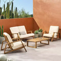 Christopher Knight Home Paloma Outdoor Acacia Wood 4 Seater Chat Set with Cushions