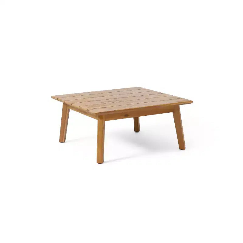 GDFStudio Burrough Canapé d'angle 5 places d'extérieur en bois d'acacia avec coussins, teck/beige