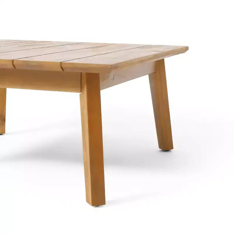 GDFStudio Burrough Canapé d'angle 5 places d'extérieur en bois d'acacia avec coussins, teck/beige
