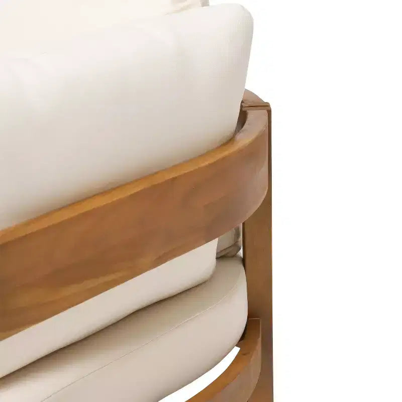 GDFStudio Burrough Canapé d'angle 5 places d'extérieur en bois d'acacia avec coussins, teck/beige