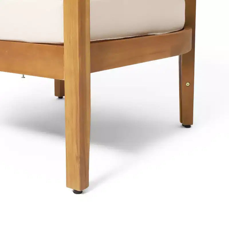 GDFStudio Burrough Canapé d'angle 5 places d'extérieur en bois d'acacia avec coussins, teck/beige