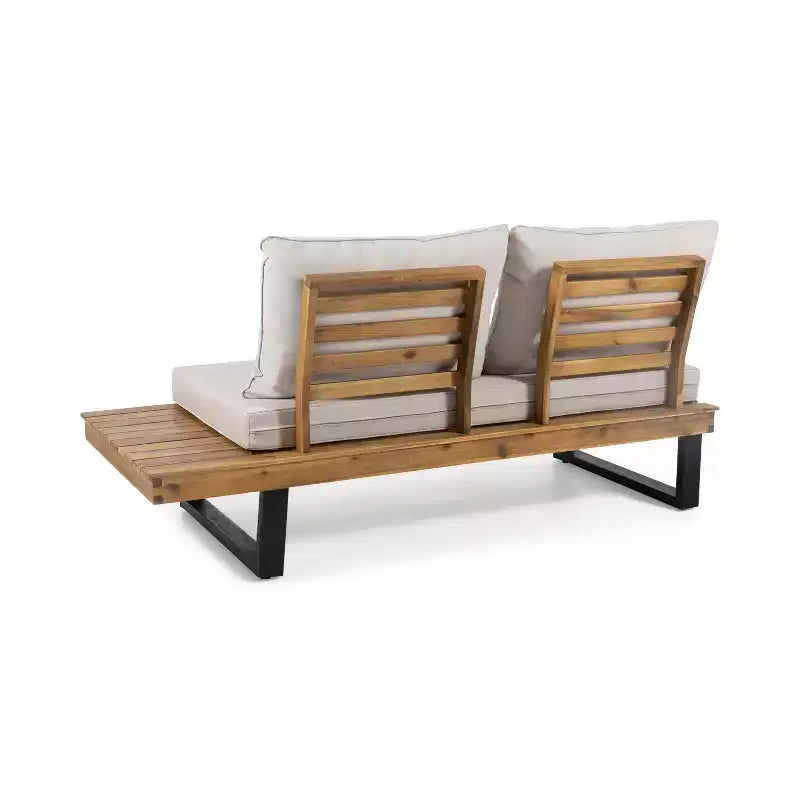 GDFStudio Raleigh Ensemble de conversation sectionnel extérieur 5 places en bois d'acacia avec coussins, teck/beige