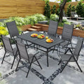 EROMMY Foldable Patio Dining Set with Metal Table & Aluminum Chairs - Durable, All-Weather Furniture for Garden, Lawn & Patio - Gray