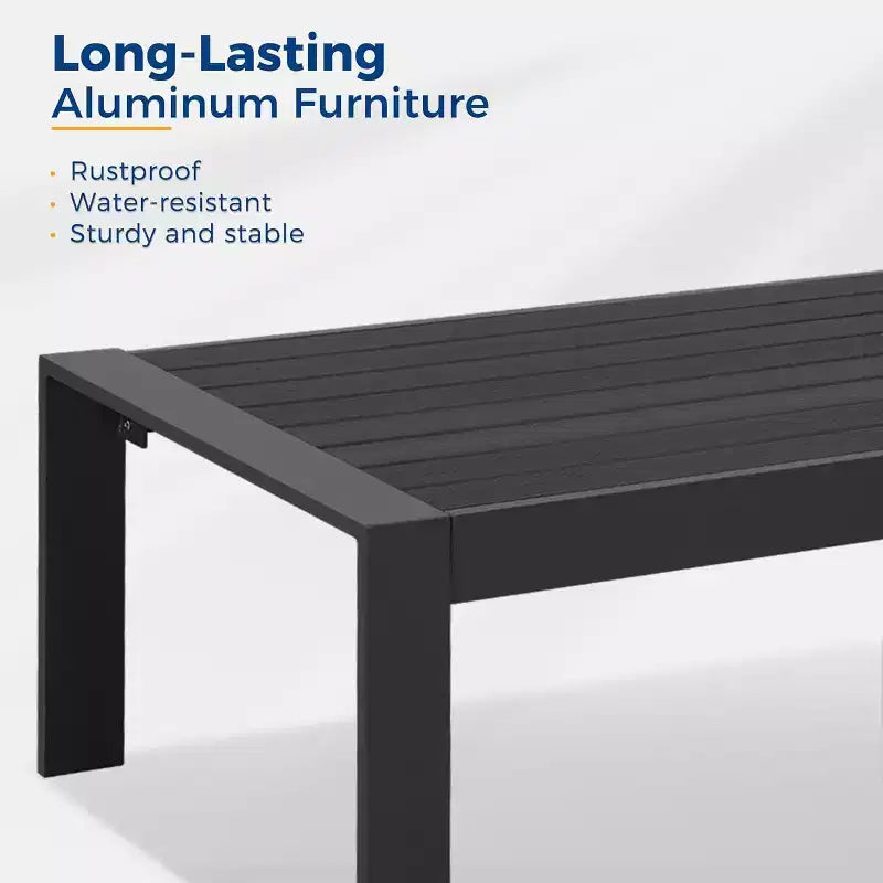 Heynemo – Ensemble de meubles de patio extérieurs en aluminium, canapé modulaire d'extérieur en métal avec coussin de 12,7 cm et table basse pour balcon, jardin