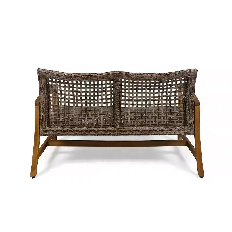 Christopher Knight Home Hampton Ensemble de canapé deux places et table basse d'extérieur en bois d'acacia et osier