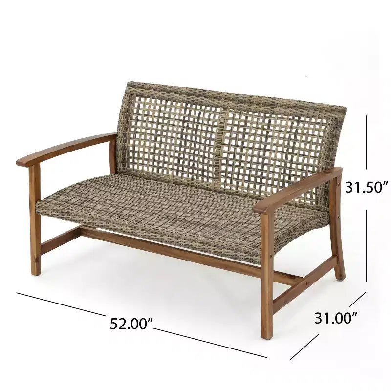 Christopher Knight Home Hampton Ensemble de canapé deux places et table basse d'extérieur en bois d'acacia et osier