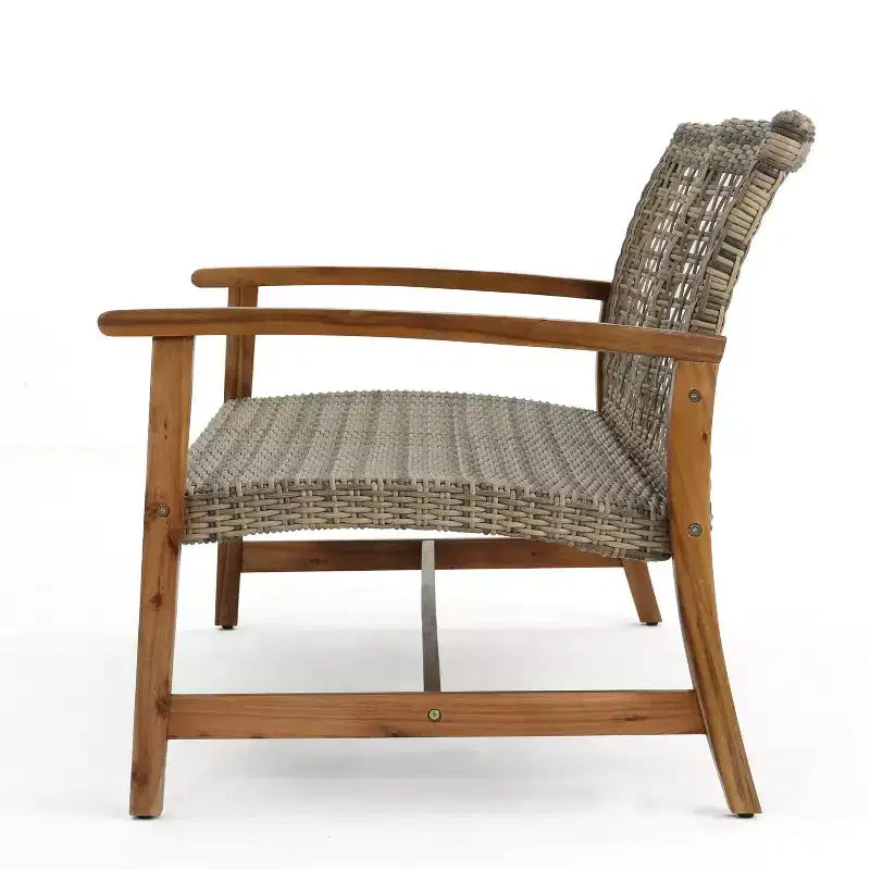 Christopher Knight Home Hampton Ensemble de canapé deux places et table basse d'extérieur en bois d'acacia et osier