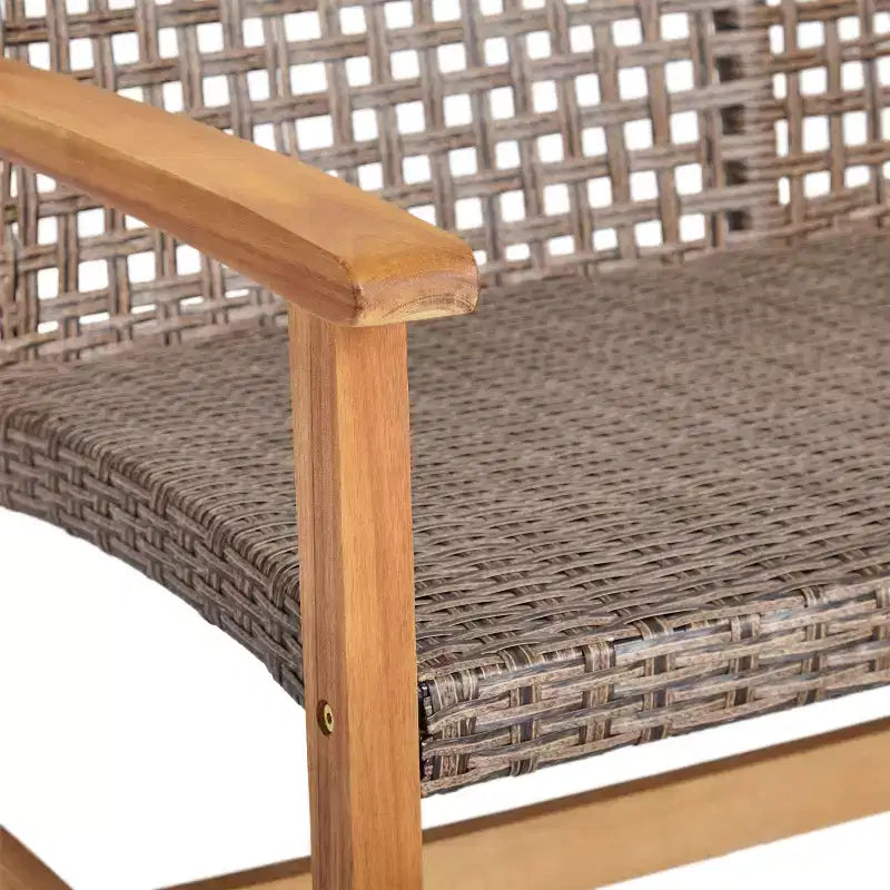 Christopher Knight Home Hampton Ensemble de canapé deux places et table basse d'extérieur en bois d'acacia et osier