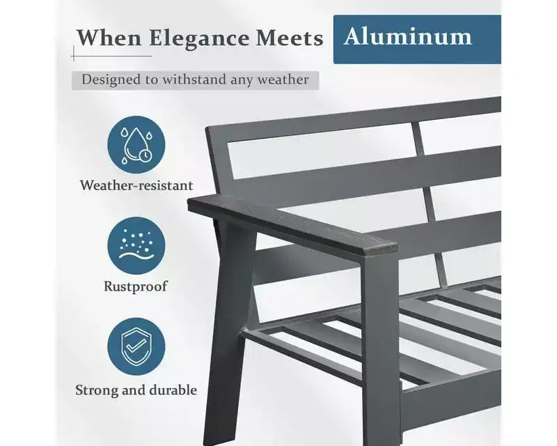 Heynemo Ensembles de canapés de jardin en aluminium 7 places, ensembles de fauteuils sectionnels modernes d'extérieur en métal avec coussins