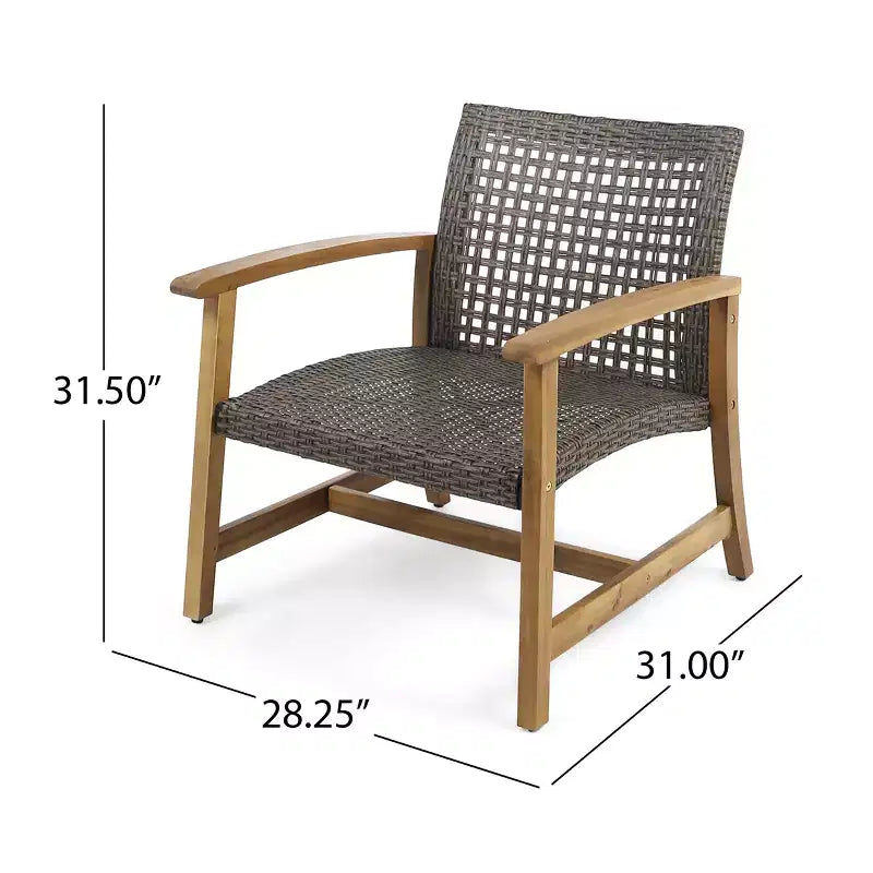 Christopher Knight Home Ensemble de conversation Augusta en bois d'acacia et osier d'extérieur 6 places avec foyer