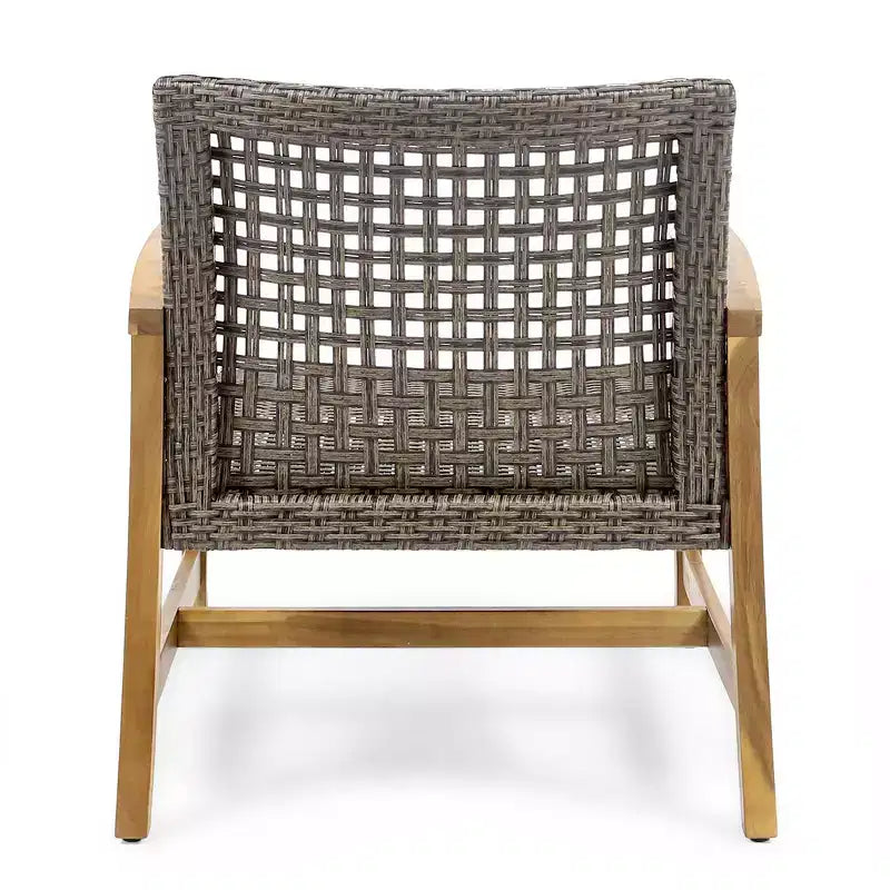 Christopher Knight Home Ensemble de conversation Augusta en bois d'acacia et osier d'extérieur 6 places avec foyer