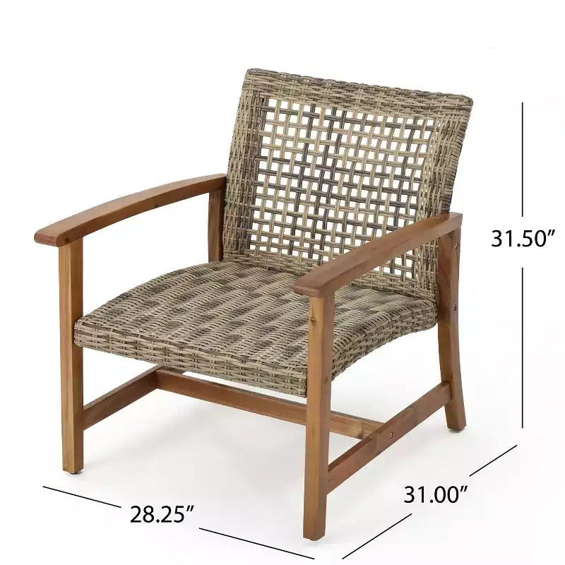 Christopher Knight Home Ensemble de conversation Augusta en bois d'acacia et osier d'extérieur 6 places avec foyer