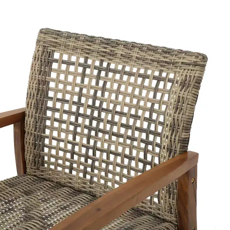Christopher Knight Home Ensemble de conversation Augusta en bois d'acacia et osier d'extérieur 6 places avec foyer