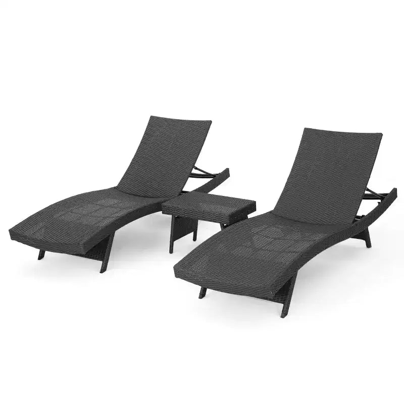 Ensemble de conversation GDFStudio Olivia de 3 pièces en osier, sans accoudoirs, avec chaises longues réglables