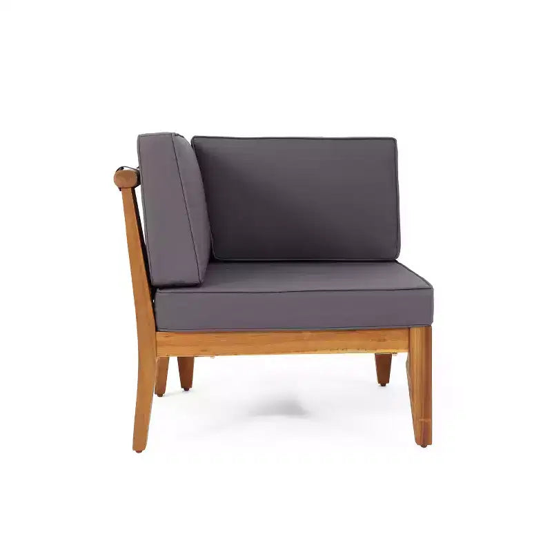 Christopher Knight Home Bianca Ensemble de conversation sectionnel 5 places en bois d'acacia pour extérieur avec coussins, teck/gris foncé