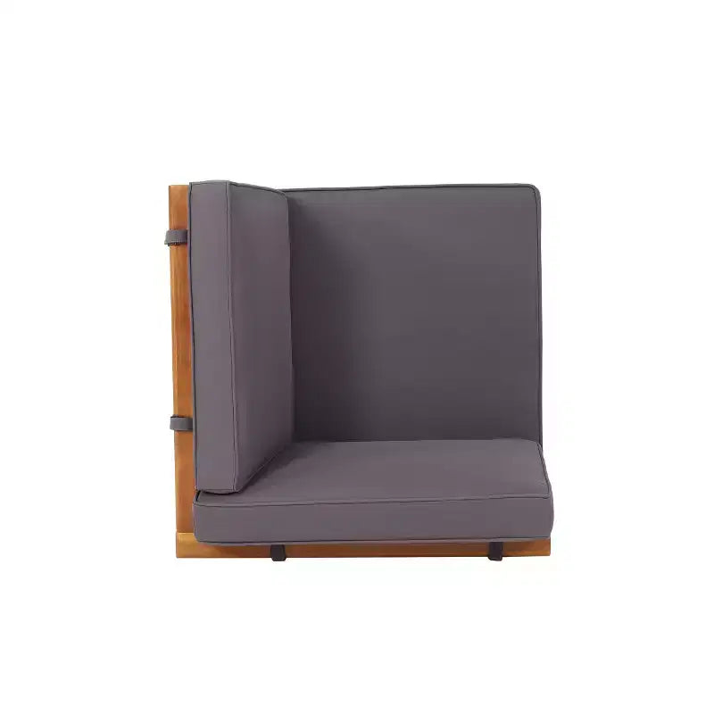 Christopher Knight Home Bianca Ensemble de conversation sectionnel 5 places en bois d'acacia pour extérieur avec coussins, teck/gris foncé