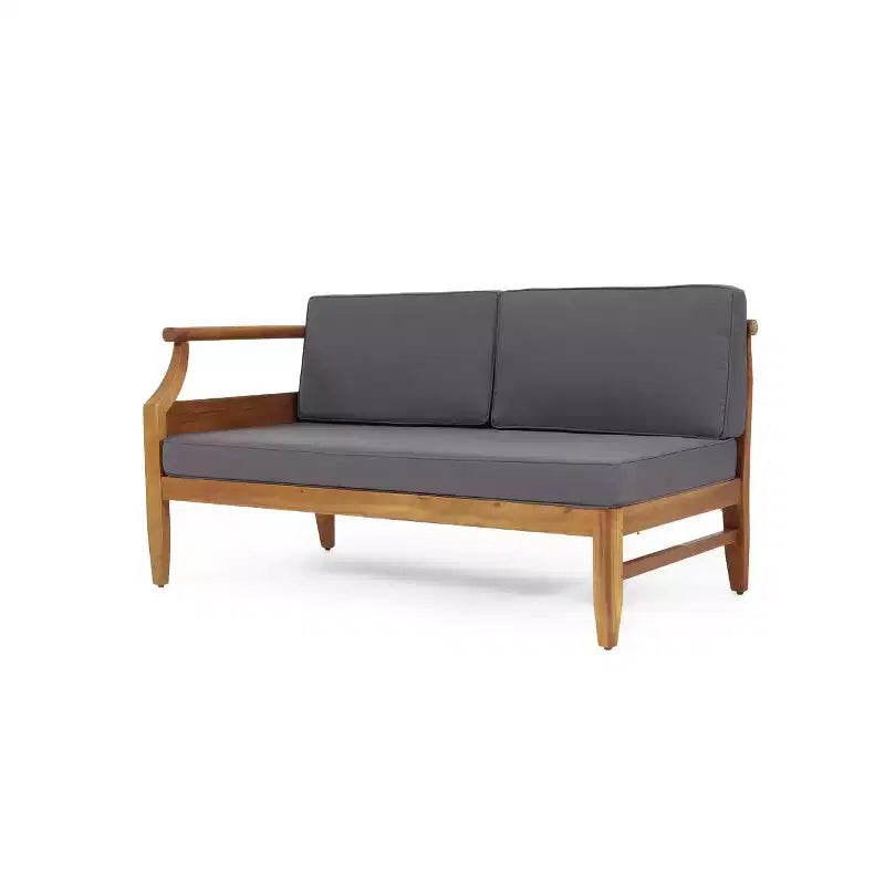Christopher Knight Home Bianca Ensemble de conversation sectionnel 5 places en bois d'acacia pour extérieur avec coussins, teck/gris foncé
