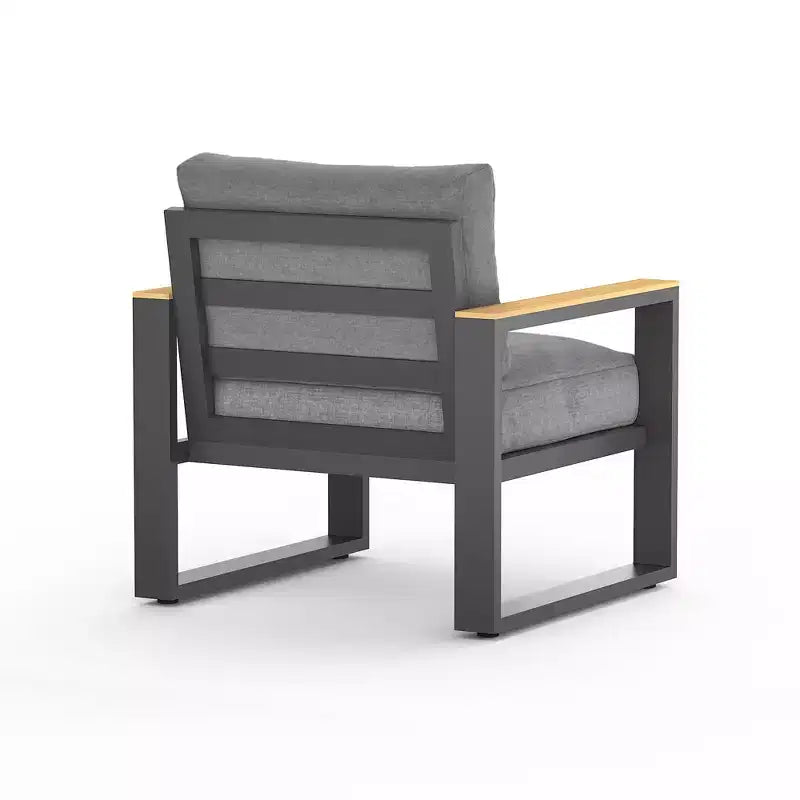 Fauteuil d'extérieur en aluminium Heynemo, 2 pièces, fauteuil simple en métal toutes saisons pour patio, ensemble de conversation pour porche, jardin et arrière-cour