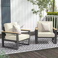 Heynemo Aluminum Outdoor Armchair, 2 Pieces All-Weather Metal Patio Single Sofa, Patio Conversation Set for Porch Backyard Garden