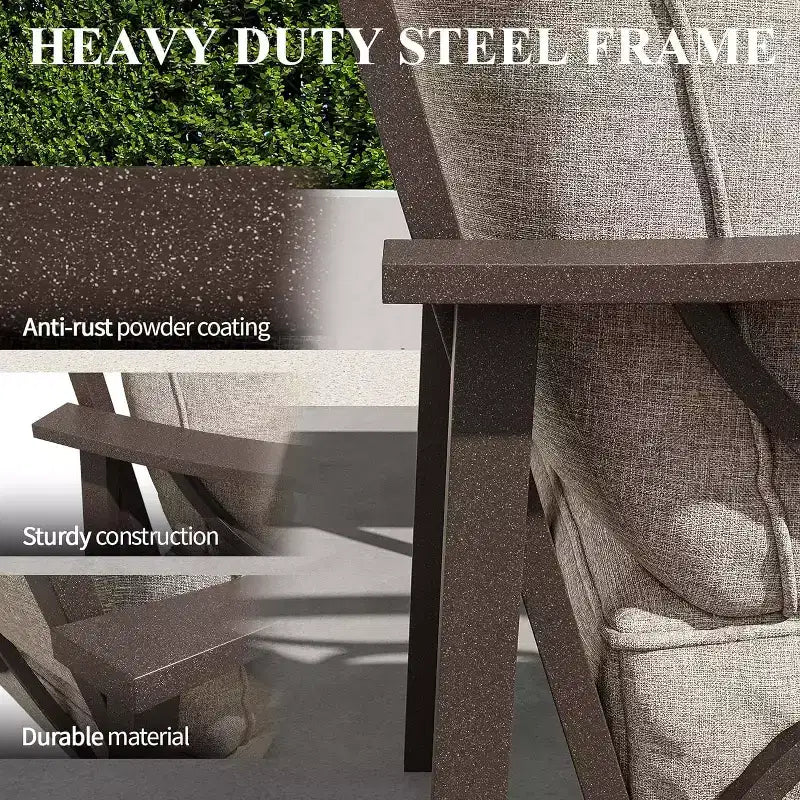 Ensemble de mobilier de jardin Heynemo, ensemble de conversation de 4 pièces avec table basse, ensemble de mobilier en métal pour véranda, cour arrière, jardin, café