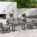 Heynemo Aluminum Patio Furniture Set, 4 Piece Outdoor Conversation Set with Dining Table, Metal Patio Furniture Set for Porch Backyard Garden