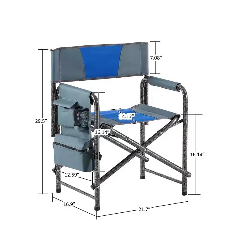 Chaise d'extérieur pliante rembourrée 1 pièce avec poches de rangement, chaise de réalisateur surdimensionnée légère pour camping intérieur et extérieur