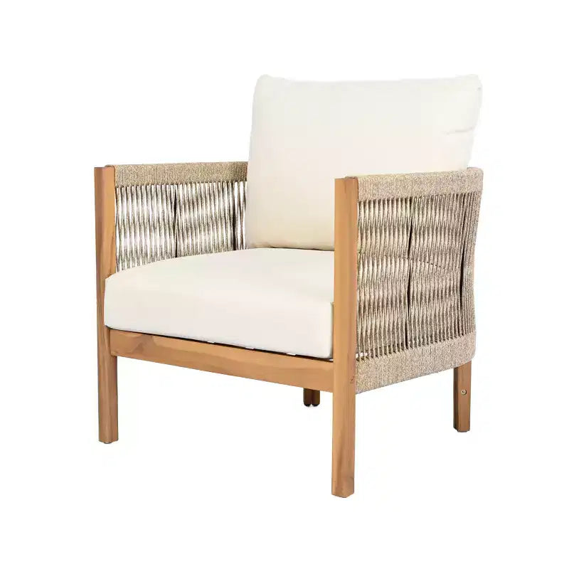Christopher Knight Home Naveed Ensemble de 5 pièces de salon de jardin en bois d'acacia tressé avec coussins