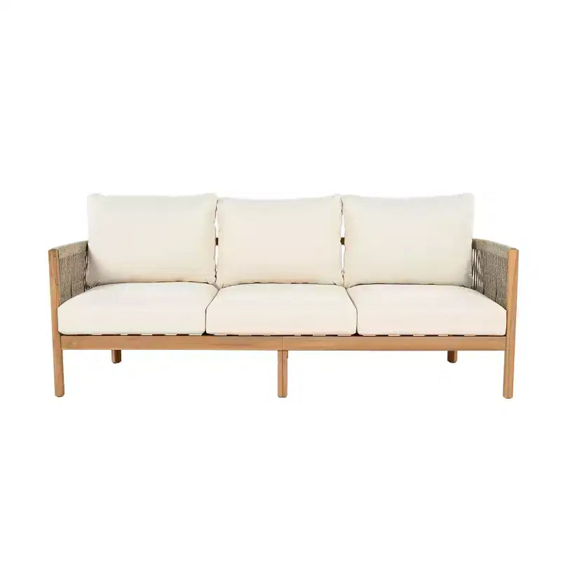 Christopher Knight Home Naveed Ensemble de 5 pièces de salon de jardin en bois d'acacia tressé avec coussins
