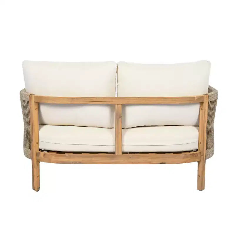 Christopher Knight Home Naveed Ensemble de 5 pièces de salon de jardin en bois d'acacia tressé avec coussins